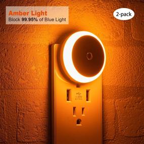 img 2 attached to 🌙 Amber Night Light with Smart Light Sensor, Energy Efficient LED, Wall Plug-in, Diffused Glow for Bedroom, Bathroom, Kitchen, Hallway, Stairs, Kids Room, 2 Pack