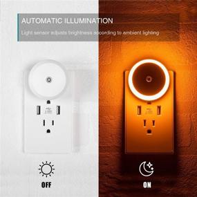 img 1 attached to 🌙 Amber Night Light with Smart Light Sensor, Energy Efficient LED, Wall Plug-in, Diffused Glow for Bedroom, Bathroom, Kitchen, Hallway, Stairs, Kids Room, 2 Pack