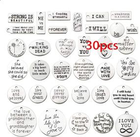 img 1 attached to 📿 110pcs WOCRAFT Inspiration Words Charms Craft Supplies Beads Pendants for Jewelry Making Findings DIY Necklace Bracelet (M375) - Crafting Accessory