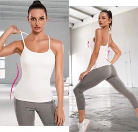 img 1 attached to 🧘 Women's REYEOGO Yoga Tank Top with Built-in Shelf Bra - Racerback Workout Shirt, Spaghetti Strap Camisole, and Athletic Vest