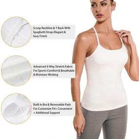 img 2 attached to 🧘 Women's REYEOGO Yoga Tank Top with Built-in Shelf Bra - Racerback Workout Shirt, Spaghetti Strap Camisole, and Athletic Vest