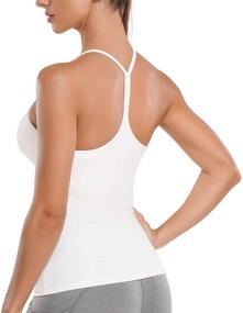 img 4 attached to 🧘 Women's REYEOGO Yoga Tank Top with Built-in Shelf Bra - Racerback Workout Shirt, Spaghetti Strap Camisole, and Athletic Vest