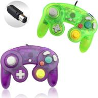 🎮 reiso 2-pack ngc controllers classic wired controller for wii gamecube - clear purple and moss green logo