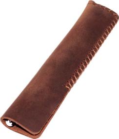 img 4 attached to 🖋️ Vintage Brown Genuine Leather Single Pen Case - Handcrafted Fountain Pen Sleeve Holder Pouch Cover