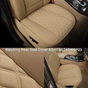 img 1 attached to 🖤 Enhanced Comfort and Style: Black Panther 1 Pair PU Car Seat Covers with Diamond Pattern Embroidery - Beige