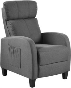 img 2 attached to 🪑 Dark Grey Manual Recliner Chair for Living Room - Slim Design