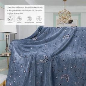 img 1 attached to 🌙 Glow in The Dark Throw Blanket - Moon and Stars Soft Warm Cozy Fuzzy Plush Blanket for Kids, Teens, Boys, Girls, Women - Best Friend Birthday, Christmas Gift (50 x 60 inches, Blue)