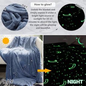 img 3 attached to 🌙 Glow in The Dark Throw Blanket - Moon and Stars Soft Warm Cozy Fuzzy Plush Blanket for Kids, Teens, Boys, Girls, Women - Best Friend Birthday, Christmas Gift (50 x 60 inches, Blue)