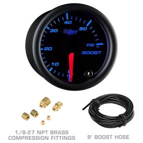 img 1 attached to GlowShift Diesel Gauge Package for Ford F-Series F-250 F-350 7.3L Power Stroke 1992-1997 - Black 7 Color 60 PSI Boost, 1500F EGT & Transmission Temp Gauges - Black Triple Pillar Pod