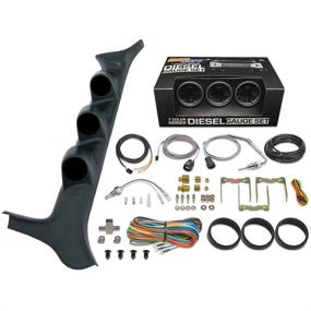 img 4 attached to GlowShift Diesel Gauge Package for Ford F-Series F-250 F-350 7.3L Power Stroke 1992-1997 - Black 7 Color 60 PSI Boost, 1500F EGT & Transmission Temp Gauges - Black Triple Pillar Pod