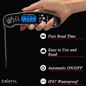 img 3 attached to Cristyl Premium Instant Read Digital Meat Thermometer - Top Probe for Grilling and Cooking, Ultra-Fast Waterproof Pre-Calibrated Design with Backlight - Ideal for Candy, BBQ, Turkey, and More