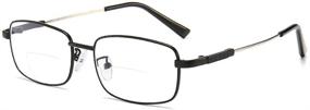 img 4 attached to Bifocal Reading Glasses Men Blue Light Blocking Computer Glasses Titanium Alloy Legs Reader Black 1.5x - Protect Your Eyes and Enhance Clarity with Stylish Design