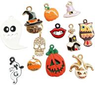 🎃 dandan diy halloween alloy charm pendant set - 12pcs assorted pumpkin, owl, ghost, and skull jewelry making (halloween style) logo