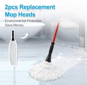 img 1 attached to 🧹 Eyliden Mop Replacement Head - 2pcs Microfiber Pads for Twist Mops - Wet/Dry Floor Cleaning - Suitable for All Surfaces