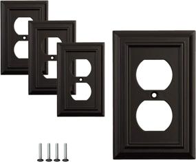 img 4 attached to 🔳 SleekLighting 4-Pack Wall Plate Outlet Switch Covers - Classic Black Architectural Wall Plates in Various Styles: Rocker, Receptacle, Toggle, and Combo - Size: 1 Gang Duplex Receptacle