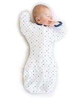 👶 swaddledesigns transitional swaddle sack: arms up sleeves, mitten cuffs, tiny triangles blue, small size, 0-3 months, 6-14 lbs (award-winning, easy sleep transition) logo