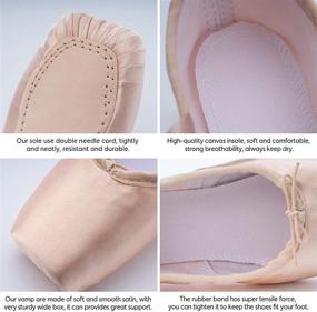 img 3 attached to 🩰 DoGeek Satin Pointe Shoes for Girls and Ladies - Professional Ballet Dance Shoes with Ribbon for School or Home (Select One Size Up)