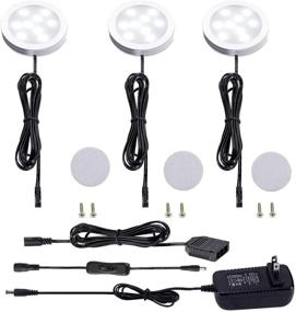 img 4 attached to 💡 Efficient 12V AIBOO LED Under Cabinet Lighting Kit - 3 Packs Slim Aluminum Puck Lights for Counter Closet Lighting (Daylight White) - All-included Accessories & 2-Way Switch!