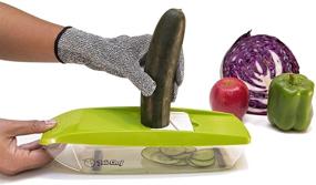 img 3 attached to 🔪 Safest Mandoline Slicer - Cut Resistant Glove Included - Vegetable Cutter with 5 Blades for Julienne & Crinkle Cuts - Food Slicer for Cheese and More