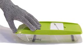 img 1 attached to 🔪 Safest Mandoline Slicer - Cut Resistant Glove Included - Vegetable Cutter with 5 Blades for Julienne & Crinkle Cuts - Food Slicer for Cheese and More