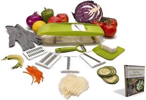 img 4 attached to 🔪 Safest Mandoline Slicer - Cut Resistant Glove Included - Vegetable Cutter with 5 Blades for Julienne & Crinkle Cuts - Food Slicer for Cheese and More