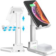 📱 dm wireless phone charger stand for desk - qi fast charger station cell phone stand compatible with iphone 12/11/pro/xs/max/xr/x/8/8p, samsung s10/s9/s8/note10, air pod/pro (white) logo