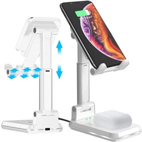 img 4 attached to 📱 DM Wireless Phone Charger Stand for Desk - QI Fast Charger Station Cell Phone Stand Compatible with iPhone 12/11/Pro/XS/Max/XR/X/8/8P, Samsung S10/S9/S8/Note10, Air Pod/Pro (White)