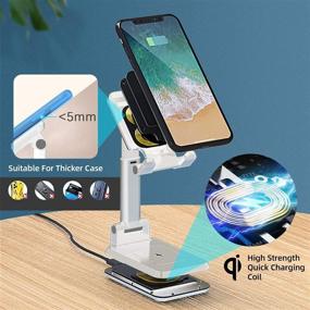 img 3 attached to 📱 DM Wireless Phone Charger Stand for Desk - QI Fast Charger Station Cell Phone Stand Compatible with iPhone 12/11/Pro/XS/Max/XR/X/8/8P, Samsung S10/S9/S8/Note10, Air Pod/Pro (White)