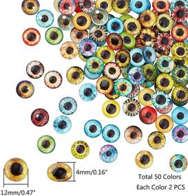 img 2 attached to 👁️ PH PandaHall 12mm Lucky Evil Eye Glass Cabochons - Set of 100pcs Assorted 50 Styles - Dragon Eyes, Cat, Owl, Bird, Human Pupil Eyes - Half Round Gems for Art Doll Props, Photo Dome Pendants, Trays - Perfect for Halloween Crafts