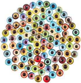 img 4 attached to 👁️ PH PandaHall 12mm Lucky Evil Eye Glass Cabochons - Set of 100pcs Assorted 50 Styles - Dragon Eyes, Cat, Owl, Bird, Human Pupil Eyes - Half Round Gems for Art Doll Props, Photo Dome Pendants, Trays - Perfect for Halloween Crafts