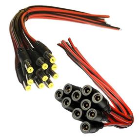 img 4 attached to 💡 High-Quality 10 Pairs of 12V 5A DC Power Pigtail Cable with 2.1mm x 5.5 mm Male & Female Connectors - Ideal for CCTV Security Camera and Lighting Power Adapter