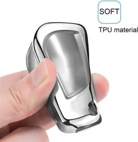 img 1 attached to 🔑 QBUC Toyota Key Fob Cover with Keychain | Soft TPU All-Around Protection Case for Fortuner, Tundra, Camry, RAV4, Highlander, Corolla | Smart Key Compatible | Silver