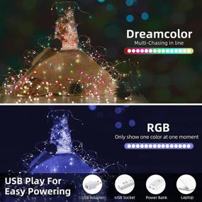 img 1 attached to 🌈 65.6FT Rainbow Fairy String Lights: Waterproof, Remote Controlled, Music Sync, RGBIC for Christmas Bedroom Decor & Outdoor Use