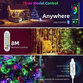 img 3 attached to 🌈 65.6FT Rainbow Fairy String Lights: Waterproof, Remote Controlled, Music Sync, RGBIC for Christmas Bedroom Decor & Outdoor Use