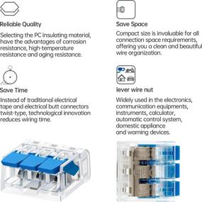 img 2 attached to 🔵 GKEEMARS 106 Pcs Lever Wire Nuts Connectors: Compact Splicing Kit for Electrical Wires - Solid, Stranded, and Flexible Wires (Blue)