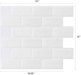 img 2 attached to 🏢 Tic Tac Tiles 10-Sheet 12"x 12" Self Adhesive Removable Stick On Kitchen Backsplash Bathroom 3D Wall Sticker Wallpaper Tiles - Subway Design (Pure Blanc/Subway White)