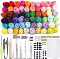 complete felting kit for beginners: jupean needle felting kit with 60 colors wool roving, felting needles, foam mat & more - diy felting supplies logo