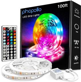 img 4 attached to Vibrant 100ft Phopollo LED Strip Lights for Bedroom, Kitchen, Home Decor - 5050 LEDs