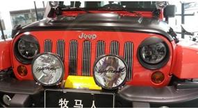 img 2 attached to 🐦 Opall Angry Bird Style Black Bezels Headlight Trim Cover for Jeep Wrangler JK JKU Rubicon Sahara 2007-2018 (Not for JL)