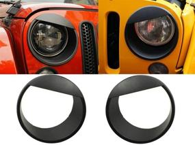 img 4 attached to 🐦 Opall Angry Bird Style Black Bezels Headlight Trim Cover for Jeep Wrangler JK JKU Rubicon Sahara 2007-2018 (Not for JL)