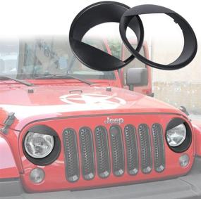 img 3 attached to 🐦 Opall Angry Bird Style Black Bezels Headlight Trim Cover for Jeep Wrangler JK JKU Rubicon Sahara 2007-2018 (Not for JL)