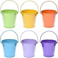 🪣 6 pack of small metal buckets with handle - colored galvanized bucket for kids, classroom, crafts, and party favors - multi-colored, 4.3" top логотип