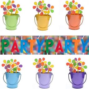 img 3 attached to 🪣 6 Pack of Small Metal Buckets with Handle - Colored Galvanized Bucket for Kids, Classroom, Crafts, and Party Favors - Multi-Colored, 4.3" Top