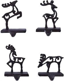 img 1 attached to 🦌 Set of 4 Reindeer Team Cut-out Poses 7 x 5 Black Metal Christmas Stocking Holders