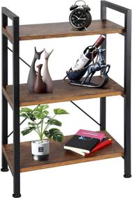 img 4 attached to 📚 TomCare Bookshelf: Versatile 3-Tier Wood and Metal Industrial Furniture for Home and Office Storage, Display, and Organization