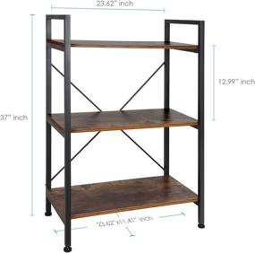 img 3 attached to 📚 TomCare Bookshelf: Versatile 3-Tier Wood and Metal Industrial Furniture for Home and Office Storage, Display, and Organization