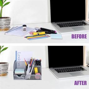 img 1 attached to 🗄️ Silver Mesh Desk Organizer with 6 Compartments and 1 Drawer — Efficient Home & School Office Supplies Holder