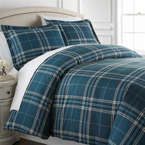 img 4 attached to 🛏️ Vilano Plaid Collection: Premium Quality Oversized 3-Piece Comforter Set - King/Cal King, Blue