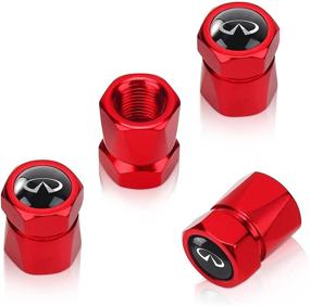 img 4 attached to 4 Pieces Red Car Wheel Tire Valve Stem Cover-Auto Valve Stem Caps Suitable For Infiniti QX50 Q50 Q70 Q70L Q60 QX30 QX60 QX80 Metal Styling Decoration Accessories