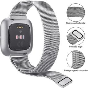 img 1 attached to 🔗 Tobfit [2 упаковки] металлические браслеты для Fitbit Versa 3 / Fitbit Sense с нержавеющей сталью регулируемые магнитные браслеты (черный и серебристый, маленькие), включает [2 x чехолы с защитным экраном TPU]